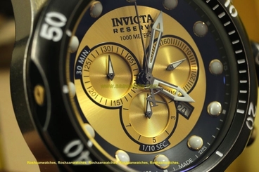 15986 Invicta Reserve 52mm Venom Swiss Chronograph Gold Dial Leather Strap Watch