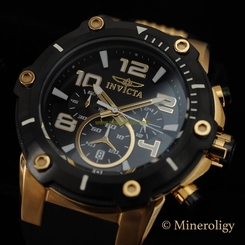 Invicta Speedway Men's Chronograph 18k Gold Plated Black Poly Band Quartz Watch