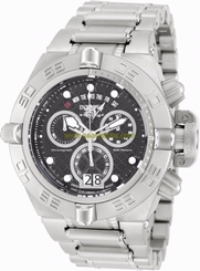 Invicta Subaqua Mens Swiss Quartz Stainless Steel Black Dial Chronograph Watch