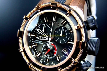 Mens Invicta Reserve Bolt 18kt Rose Gold Plated Chronograph Swiss Made Watch New