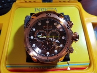 Invicta Men's Unique 10779S Reserve Venom ALL ROSE GOLD-TONE CASE Brown Leather