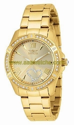 Invicta Womens 21384 Angel Crystal-Accented 18k Gold Ion-Plated Stainless Steel