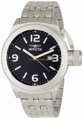 Invicta Men's Corduba Black Dial Stainless Steel Watch Silver tone Luminous