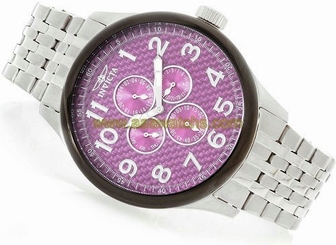 Invicta 18669 Eclipse Day Date 24 hr. Seconds Purple Glass Fiber Dial Mens Watch