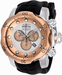 Invicta Mens Venom Swiss Silver & Rose Gold Dial Chronograph Polyurethane Watch