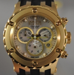 New Men's Invicta 0525 Subaqua Reserve Swiss Silver MOP Dial Black Poly Watch