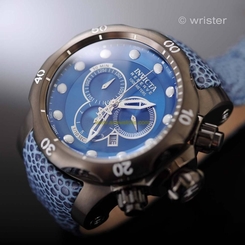 Swiss Made Invicta Venom Reserve Gunmetal Blue Leather Chronograph Men's Watch