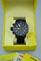 Invicta Mens Lefty Force Sport Watch 1517 Black Dial 46mm Stainless Steel EUC