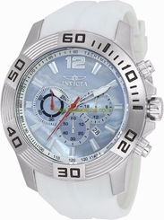 Invicta Mens Pro Diver Chronograph White Silicone Strap Platinum Dial Watch
