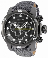 New Men's Invicta 18304 Venom Reserve Swiss Chrono Black Dial Grey Leather Watch
