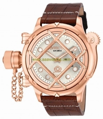 New Mens Invicta 16349 Russian Diver Swiss Mechanical Silver Dial Leather Watch