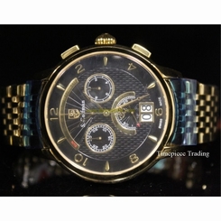 Invicta SC0186 S. Coifman Quartz Chronograph Black Dial Goldplated SS Mens Watch