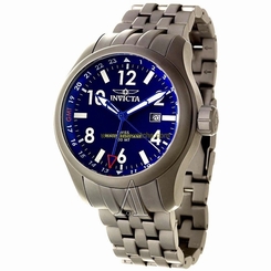 New Invicta Mens 0191 I Force Military GMT Blue Dial Gray Sand Blast Swiss Watch