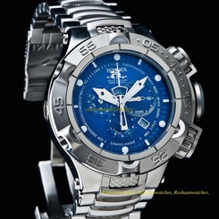 12885 Invicta 50mm Subaqua Noma V Swiss Chronograph Blue Dial SS Bracelet Watch