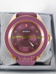 NEW Michele Cape Rose Gold Berry Topaz Dial Ladies Watch MWW27A000002 NIB + Box