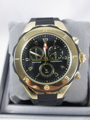 NEW Michele Large Tahitian Jelly Bean Black & Gold Watch MWW12F000088 NIB