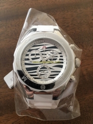 MICHELE TAHITIAN JELLY BEAN ZEBRA WHITE CHRONOGRAPH WOMEN WATCH MWW12F000055 NIB
