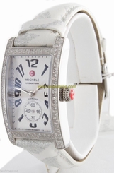 Michele Diamond Urban Park Silver Dial White Leather Band Watch Mw02s01a2001