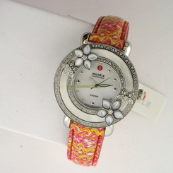 Michele Collete Diamond MOP Dial SS Leather Swiss Womens Watch MWW20A000017
