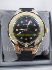 NEW Michele Petite Tahitian Jelly Bean Topaz Black & Gold Watch MWW12P000012