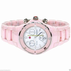 Michele MWW12A000004 TAHITIAN CHRONOGRAPH Ladies Pink Ceramic Watch Pre-Owned