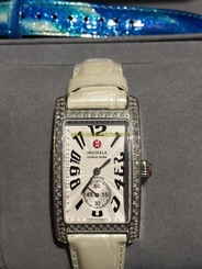 Michele Diamond Urban Park Silver Dial Watch MW02S030 with Two Leather Bands