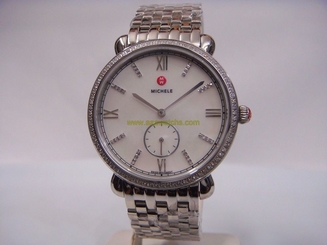 MICHELE GRACILE DIAMONDS ACCENT MOP DIAL ST.STEEL LADIES WATCH MW26A01A1046 NEW
