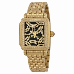MICHELE ART OF DECO BLACK DIAMOND DIAL WATCH MWW06T000119 BOX & PAPERS NWT