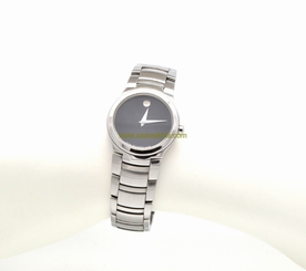 Movado Ladies Stainless Steel Black Face Watch