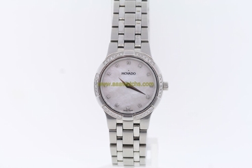 Ladies Movado 0606073 METIO Diamond Accented Stainless Steel Watch