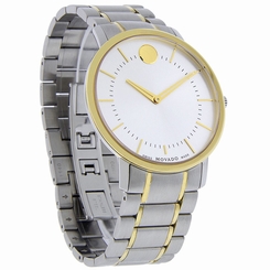 Movado TC Thin Classic Mens Two Tone Silver Dial Swiss Quartz Watch 0606689