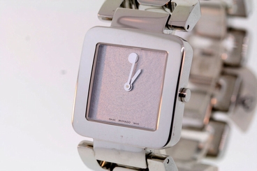  Ladies Movado 0606544 LUMA Stainless Steel Silver-tone Square Dial Watch