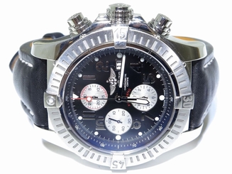 Mens Breitling Super Avenger Chronograph Stainless Steel w/Leather Watch A13370