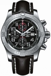 Breitling Super Avenger II Black Arabic Dial Men's Leather Watch A1337111/BC28