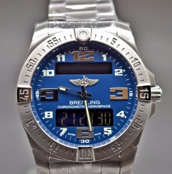 BREITLING AEROSPACE EVO E79363 TITANIUM BLUE DIAL WATCH 43MM 845960054393