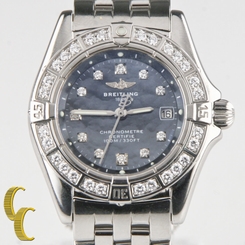Breitling Callisto Stainless Steel Quartz Watch w/ MoP Dial & Dia Bezel A72345