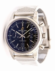 NEW Breitling Transocean Chronograph 38 Steel Black Dial Watch A4131012/BC06