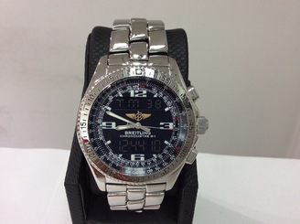 BREITLING Ref. A78362 B-1 SuperQuartz Chrono S/S 43mm BLK Dial Pilot Watch! MINT