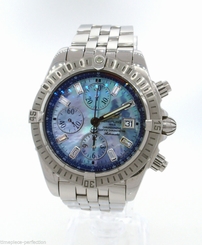 Breitling Chronomat Evolution Blue MOP Diamond Dial + Warranty A1335611