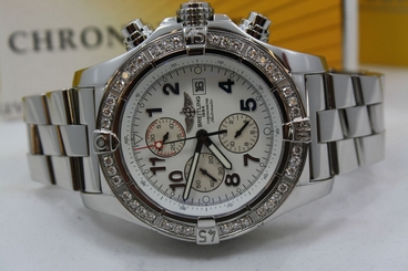 BREITLING SUPER AVENGER 48MM STAINLESS STEEL DIAMOND ENCRUSTED WATCH