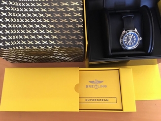 Breitling Mens Stainless Superocean Blue Model A17364 With Box.