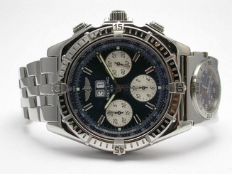 BREITLING A44355 CROSSWIND CHRONOGRAPH STEEL MENS WATCH BLUE DIAL UTC BRACELET