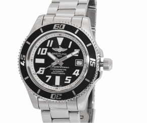 Pre-Owned BREITLING SuperOcean A17364 Men's SS Black Automatic Watch, MD