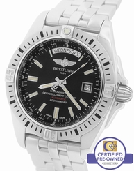 MINT 2016 Breitling Galactic 44 Day-Date Stainless Steel A45320 44mm Black Watch