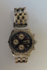 "Breitling" Chronomat Ref A1335211/ C534 Steel Watch Navy Blue Index Dial
