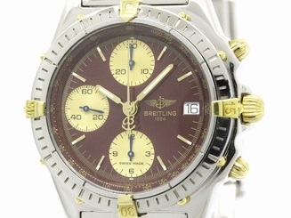 Polished BREITLING Chronomat 18K Gold Steel Automatic Watch B13050.1 (BF110347)