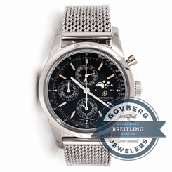 Breitling Transocean Chronograph 1461 Steel Automatic Black Watch A1931012/BB68