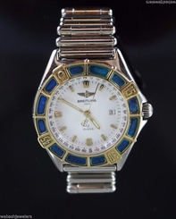 Ladies Breitling J Class 18K Yellow Gold Stainless Steel Bullet Band Wrist Watch