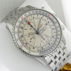 Breitling Navitimer World Chrono 46mm a2432212 Silver Dial Bracelet Ret: $7,940 845960002325