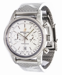 Breitling Transocean Chrono Diamond Bezel Steel Bracelet Men Watch A4131053/G757